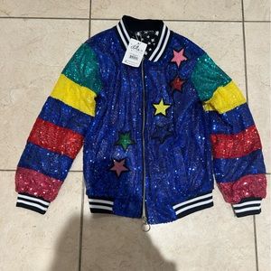 Girls Lola and the Boys Sequin Love Bomber Jacket- Size 10